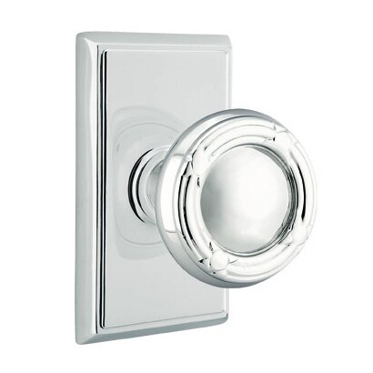 Privacy Ribbon & Reed Knob With Rectangular Rose in Polished Chrome