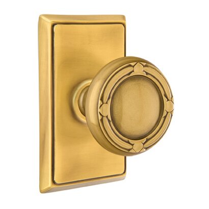 Privacy Ribbon & Reed Knob With Rectangular Rose in French Antique Brass