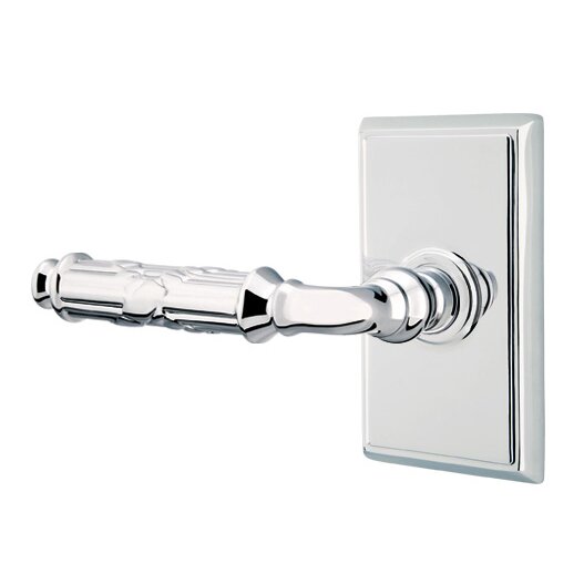 Privacy Left Handed Ribbon & Reed Lever With Rectangular Rose in Polished Chrome