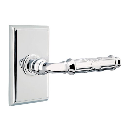 Privacy Right Handed Ribbon & Reed Lever With Rectangular Rose in Polished Chrome