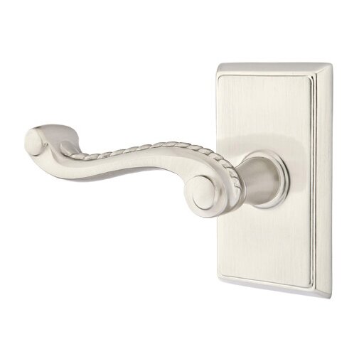 Privacy Left Handed Rope Lever With Rectangular Rose in Satin Nickel