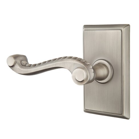 Privacy Left Handed Rope Lever With Rectangular Rose in Pewter