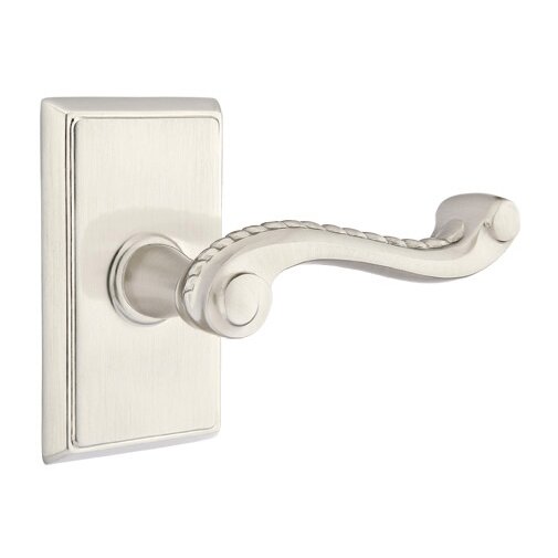 Privacy Right Handed Rope Lever With Rectangular Rose in Satin Nickel
