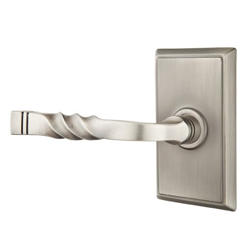 Privacy Left Handed Sante Fe Lever With Rectangular Rose in Pewter