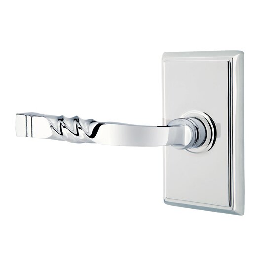 Privacy Left Handed Sante Fe Lever With Rectangular Rose in Polished Chrome