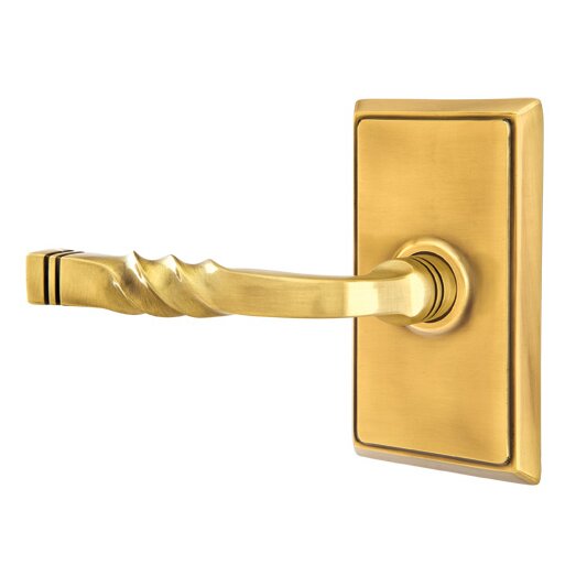 Privacy Left Handed Sante Fe Lever With Rectangular Rose in French Antique Brass