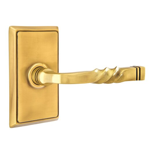 Privacy Right Handed Sante Fe Lever With Rectangular Rose in French Antique Brass