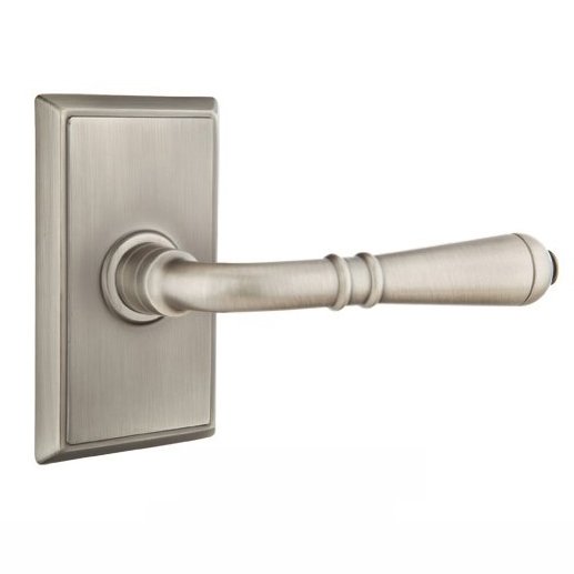 Privacy Right Handed Turino Door Lever With Rectangular Rose in Pewter