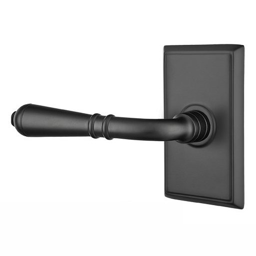 Privacy Left Handed Turino Door Lever With Rectangular Rose in Flat Black