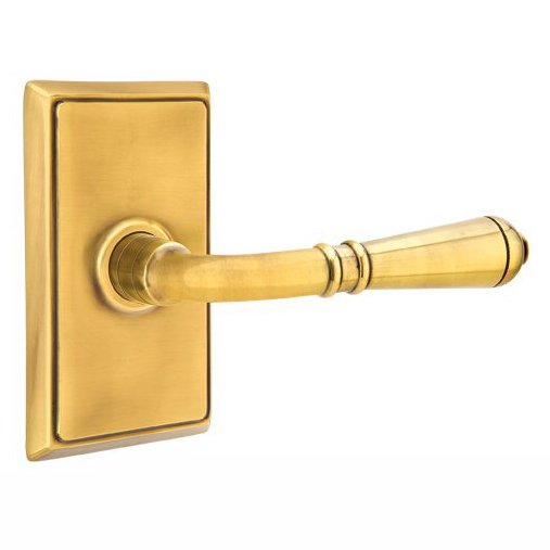 Privacy Right Handed Turino Door Lever With Rectangular Rose in French Antique Brass