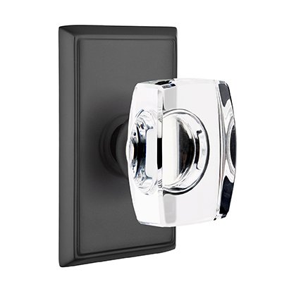 Windsor Privacy Door Knob with Rectangular Rose in Flat Black