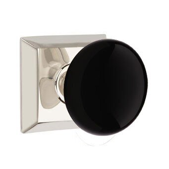 Privacy Ebony Knob And Quincy Rosette With Concealed Screws in Polished Nickel