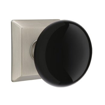 Privacy Ebony Knob And Quincy Rosette With Concealed Screws in Pewter