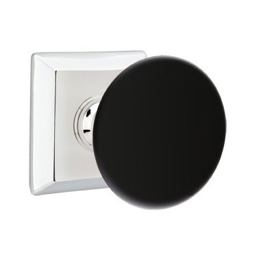 Privacy Ebony Knob And Quincy Rosette With Concealed Screws in Polished Chrome