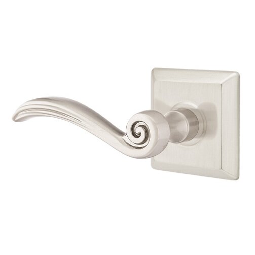 Privacy Left Handed Elan Lever With Quincy Rose in Satin Nickel