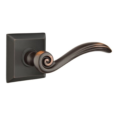 Privacy Right Handed Elan Lever With Quincy Rose in Oil Rubbed Bronze