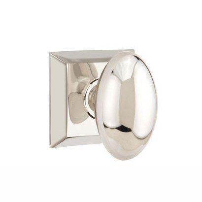 Privacy Egg Door Knob With Quincy Rose in Polished Nickel