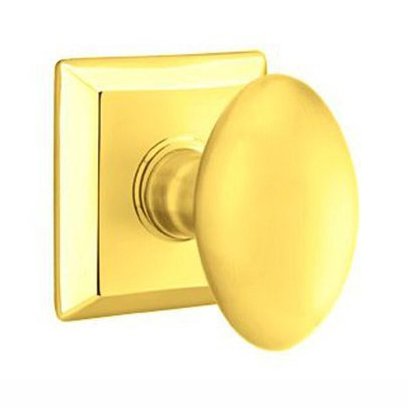 Privacy Egg Door Knob With Quincy Rose in Unlacquered Brass