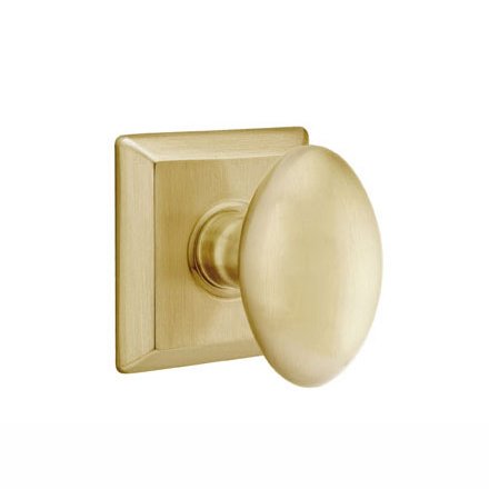 Privacy Egg Door Knob With Quincy Rose in Satin Brass