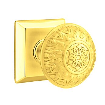 Privacy Lancaster Knob With Quincy Rose in Polished Brass