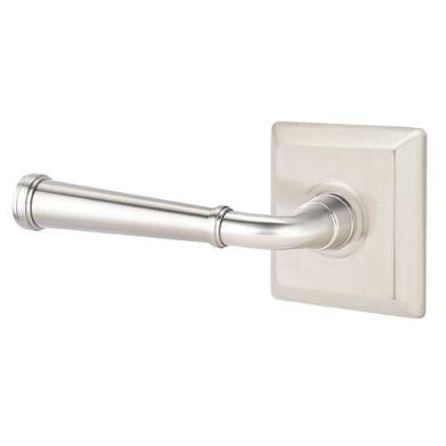 Privacy Left Handed Merrimack Lever With Quincy Rose in Satin Nickel