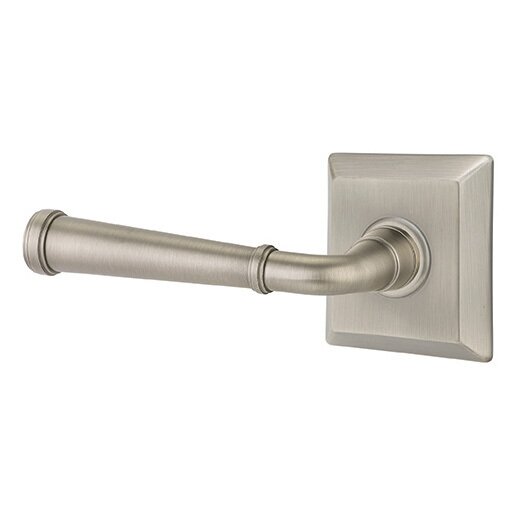 Privacy Left Handed Merrimack Lever With Quincy Rose in Pewter