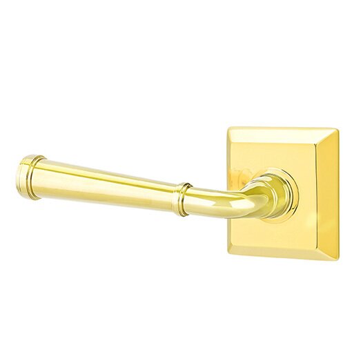 Privacy Left Handed Merrimack Lever With Quincy Rose in Polished Brass