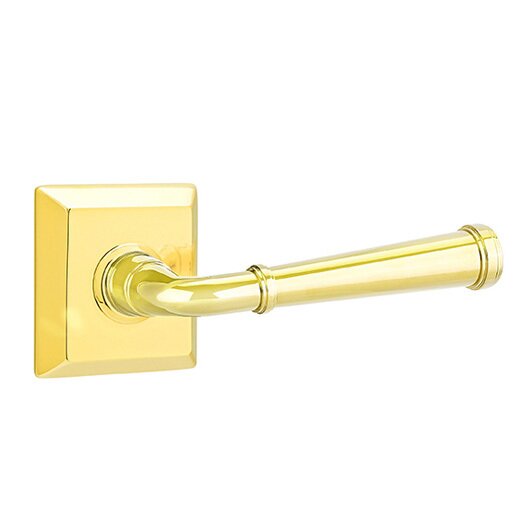 Privacy Right Handed Merrimack Lever With Quincy Rose in Unlacquered Brass
