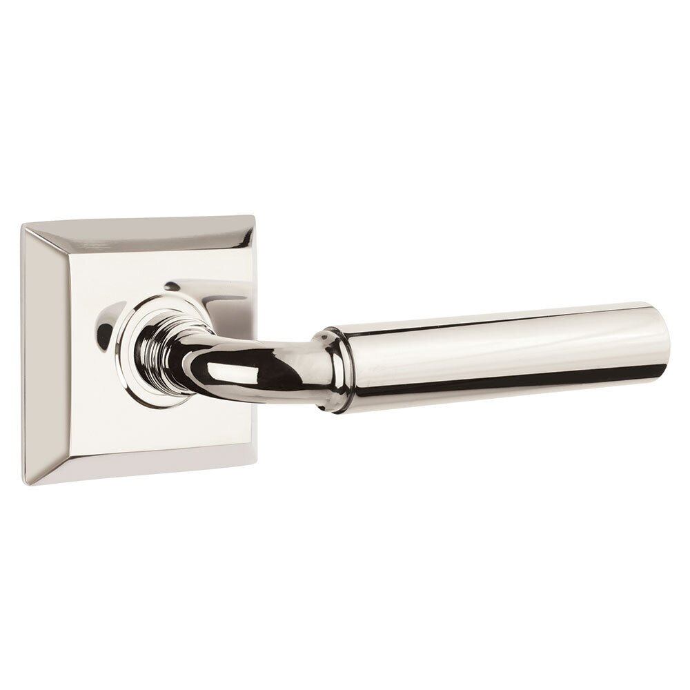 Privacy Right Handed Manning Door Lever With Quincy Rose in Polished Nickel