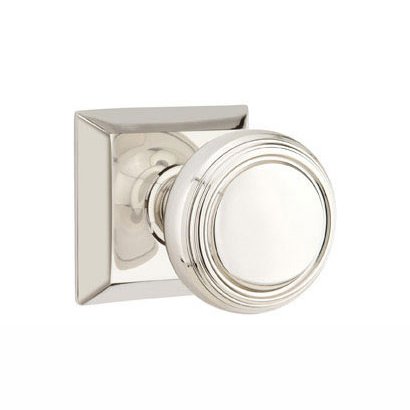 Privacy Norwich Door Knob With Quincy Rose in Polished Nickel