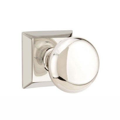 Privacy Providence Door Knob With Quincy Rose in Polished Nickel