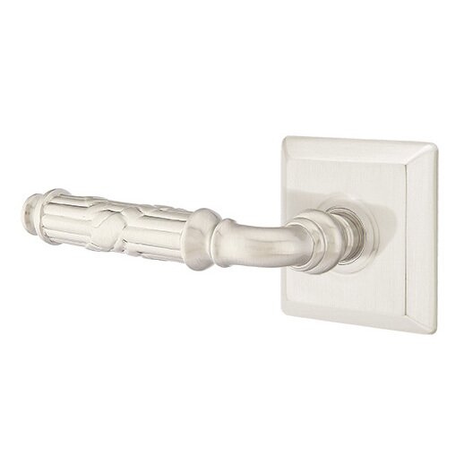 Privacy Left Handed Ribbon & Reed Lever With Quincy Rose in Satin Nickel