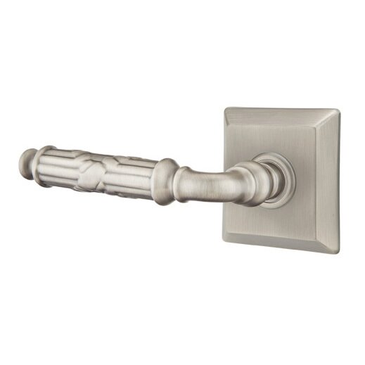 Privacy Left Handed Ribbon & Reed Lever With Quincy Rose in Pewter