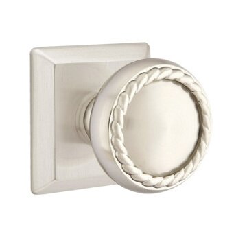 Privacy Rope Knob With Quincy Rose in Satin Nickel