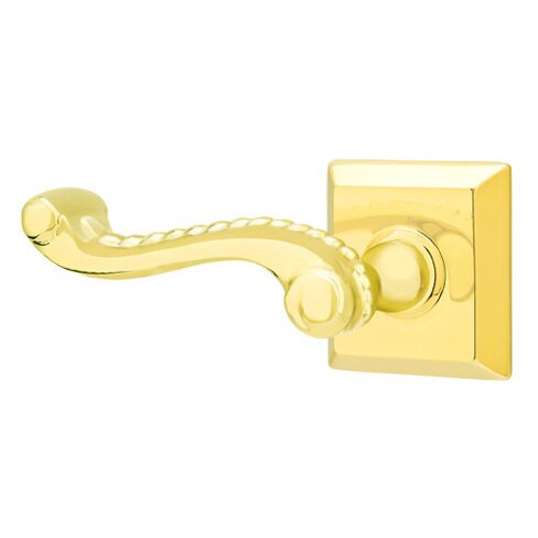 Privacy Left Handed Rope Lever With Quincy Rose in Polished Brass