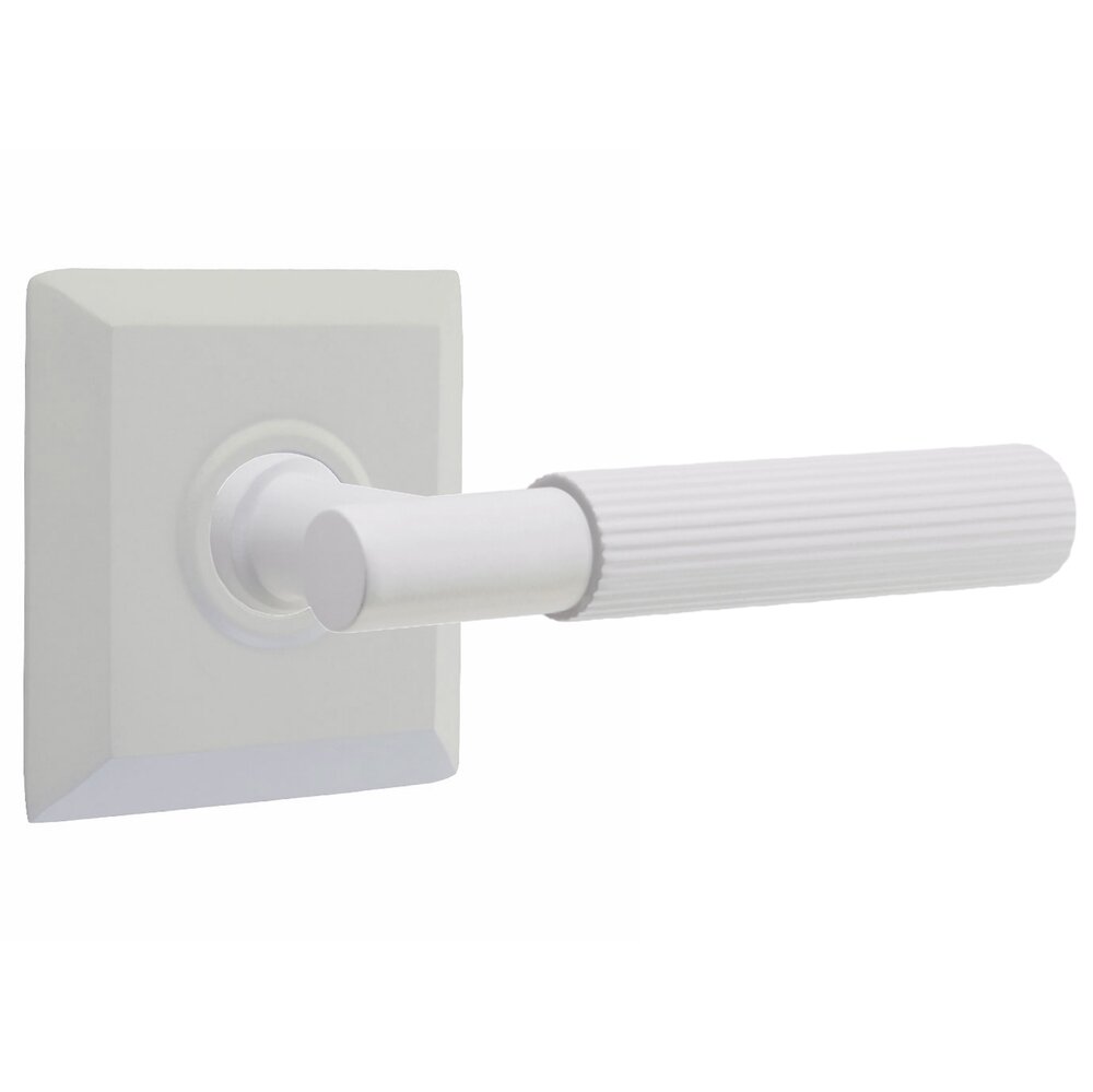 Privacy Straight Knurled Right Handed Lever With T-Bar Stem And Concealed Screw Quincy Rose In Matte White