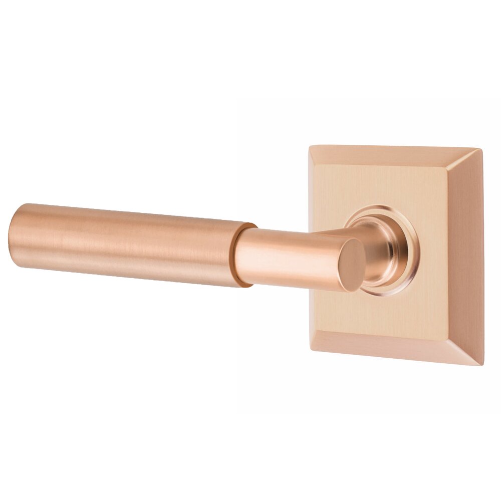 Privacy Smooth Left Handed Lever with T-Bar Stem and Quincy Rose in Satin Rose Gold