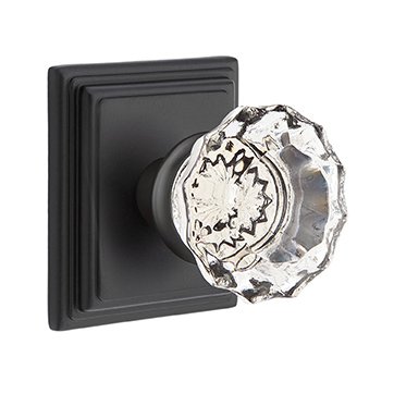 Astoria Privacy Door Knob and Wilshire Rose with Concealed Screws in Flat Black