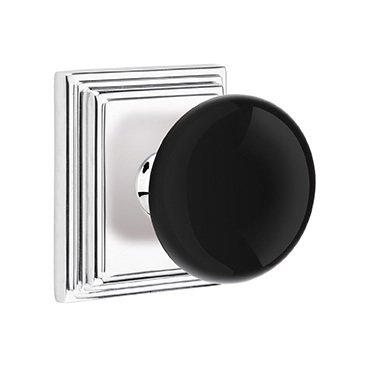Privacy Ebony Knob And Wilshire Rosette With Concealed Screws in Polished Chrome