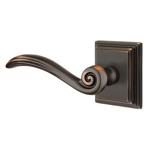 Privacy Left Handed Elan Lever With Wilshire Rose in Oil Rubbed Bronze