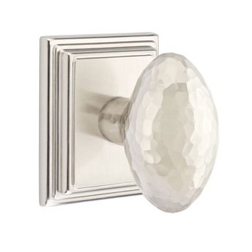 Privacy Modern Hammered Egg Door Knob with Wilshire Rose in Satin Nickel