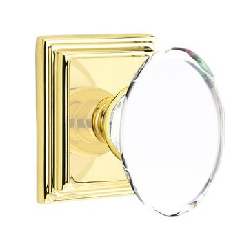 Hampton Privacy Door Knob with Wilshire Rose in Unlacquered Brass
