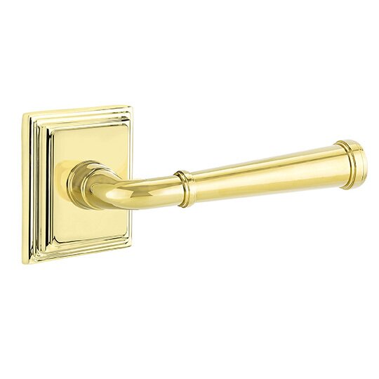 Privacy Right Handed Merrimack Lever With Wilshire Rose in Unlacquered Brass