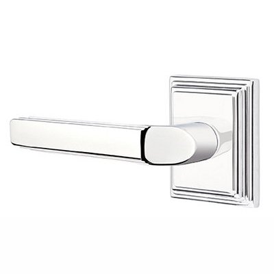 Privacy Left Handed Milano Door Lever With Wilshire Rose in Polished Chrome