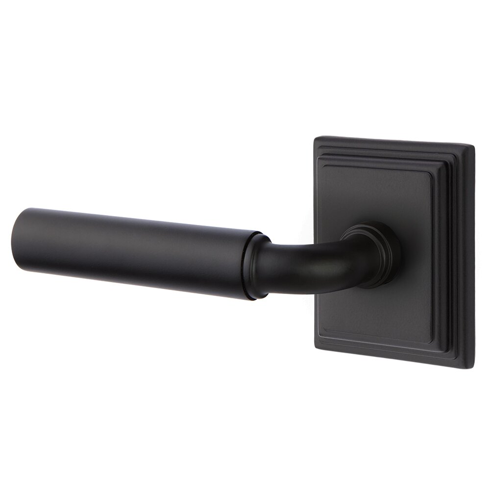 Privacy Left Handed Manning Door Lever With Wilshire Rose in Flat Black