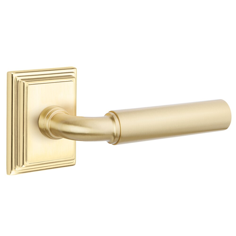 Privacy Right Handed Manning Door Lever With Wilshire Rose in Satin Brass