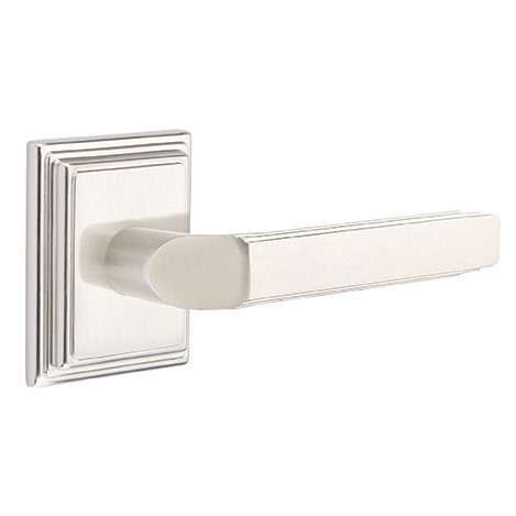 Privacy Right Handed Milano Door Lever With Wilshire Rose in Satin Nickel