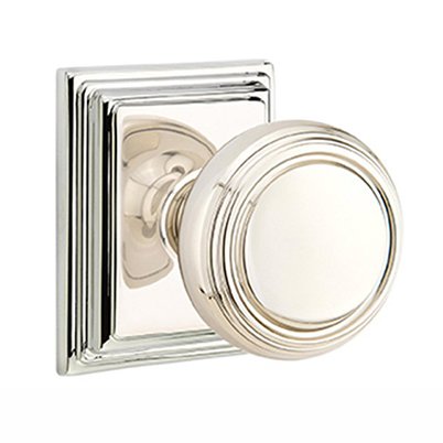 Privacy Norwich Door Knob With Wilshire Rose in Polished Nickel