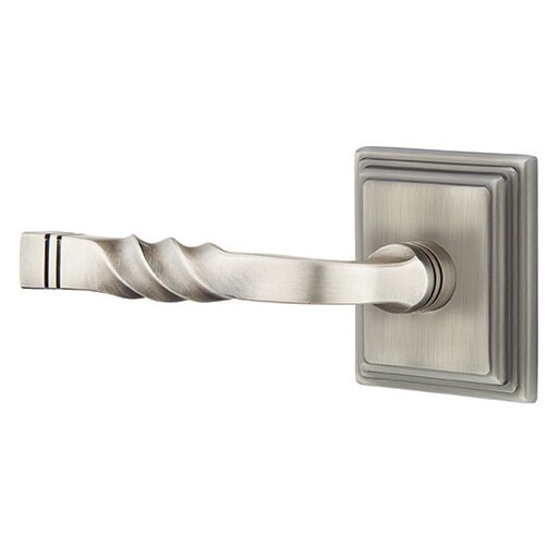Privacy Left Handed Sante Fe Lever With Wilshire Rose in Pewter