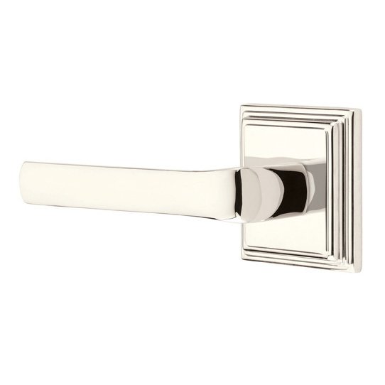 Privacy Spencer Left Handed Lever with Wilshire Rose in Polished Nickel